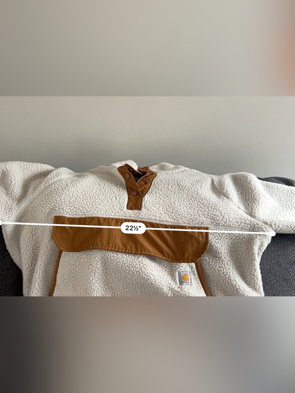 Carhartt Women XL Sherpa Fleece Pullover Cream Brown 104922 Relaxed Fit - Picture 8 of 12
